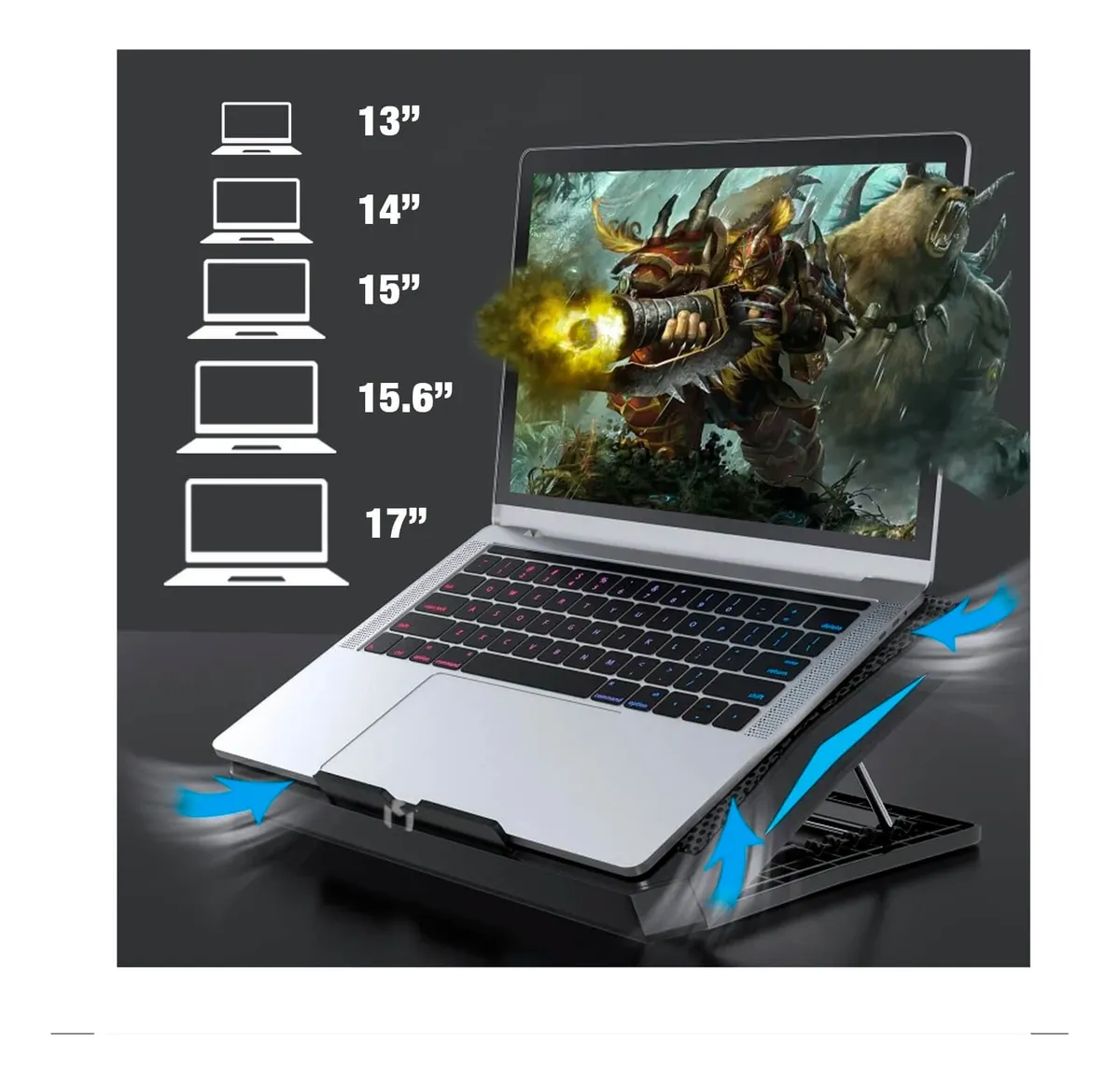 D_NQ_NP_2X_674965-MPE88648759279_072025-F-cooler-laptop-5-ventiladores-soporte-para-celular-led-azul